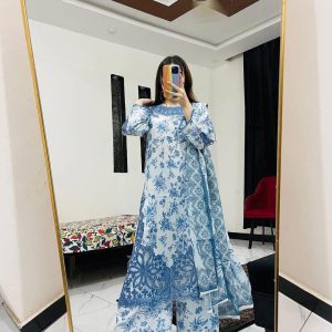 Cotton Embroidery Three Piece
