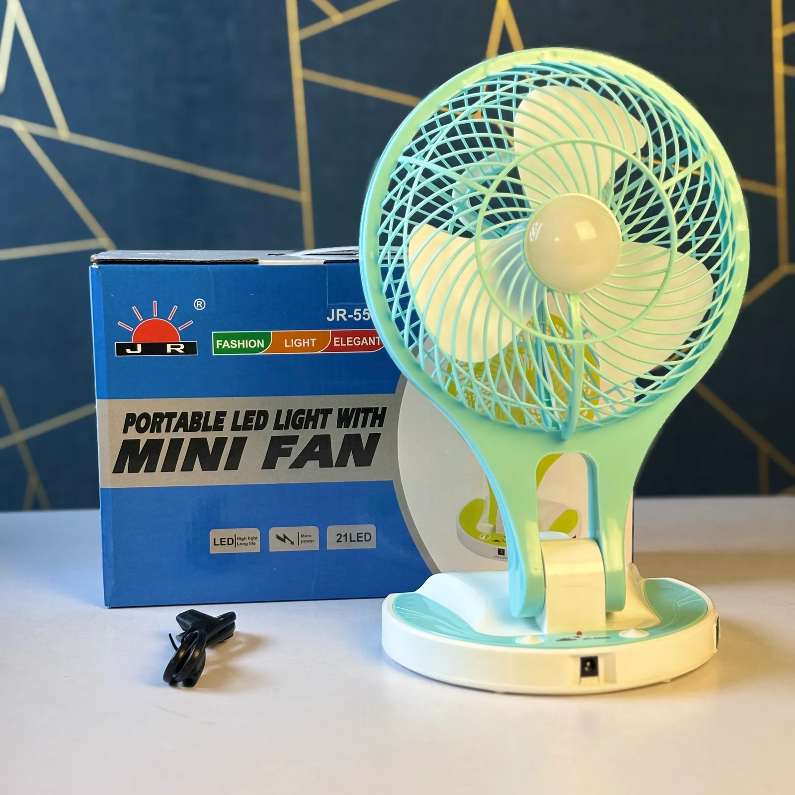 JR-5580 Portable LED Light with Mini Fan